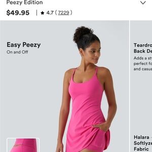 HALARA Vibrant Pink Teardrop Back Dress Easy Peasy